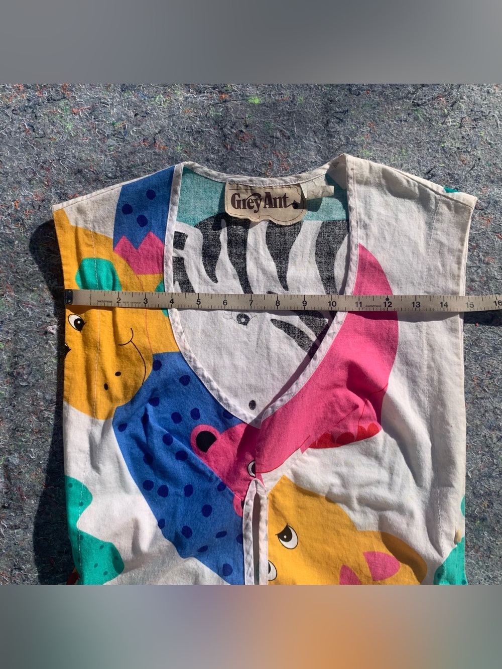 Designer Grey Ant cotton pinafore apron style top w/ a colorful animal print - Picture 13 of 16